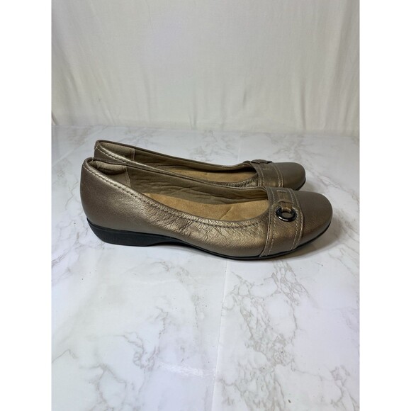 Clarks Women's Concert Band Wedge Leather Pump Shoes Brown Metallic 7.5M - Picture 2 of 8